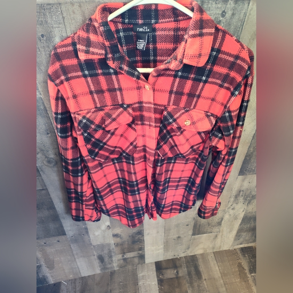 Women's fleece plaid long sleeve